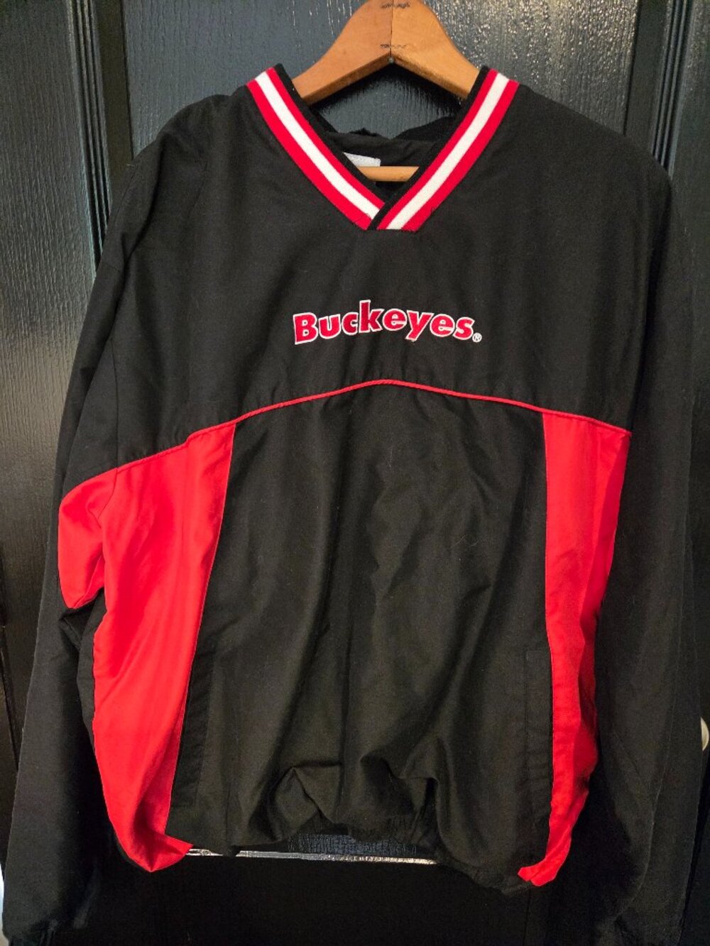 VINTAGE Ohio State Buckeyes Jacket Mens XL Black Red Windbreaker Pullover 90s